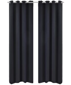 vidaXL Gordijnen met metalen ringen verduisterend 135x175 cm zwart 2 st