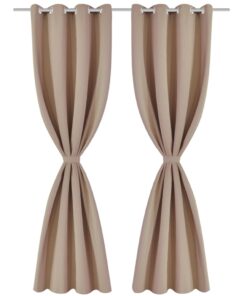 vidaXL Gordijnen met metalen ringen verduisterend 135x175 crème 2 st