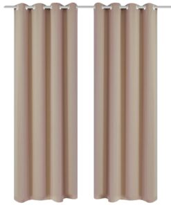 vidaXL Gordijnen met metalen ringen verduisterend 135x175 crème 2 st