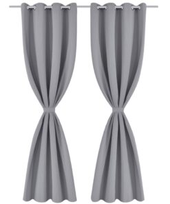 vidaXL Gordijnen met metalen ringen verduisterend 135x175 grijs 2 st