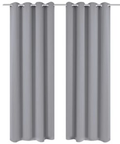 vidaXL Gordijnen met metalen ringen verduisterend 135x175 grijs 2 st