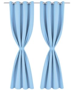 vidaXL Gordijnen met metalen ringen verduisterend 135x175 turquoise 2 st