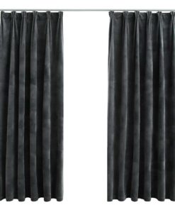vidaXL Gordijnen verduisterend 2 st met haken 140x175 cm fluweel antraciet