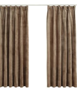 vidaXL Gordijnen verduisterend 2 st met haken 140x175 cm fluweel beige