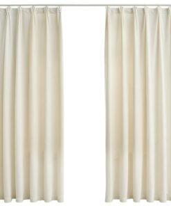vidaXL Gordijnen verduisterend 2 st met haken 140x175 cm fluweel crème