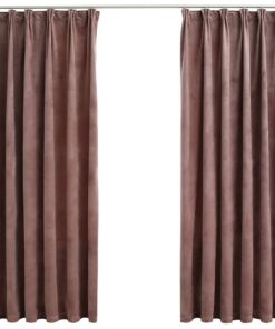 vidaXL Gordijnen verduisterend 2 st met haken 140x175 cm fluweel roze