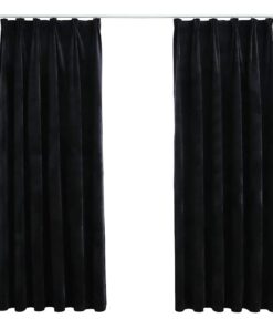 vidaXL Gordijnen verduisterend 2 st met haken 140x175 cm fluweel zwart