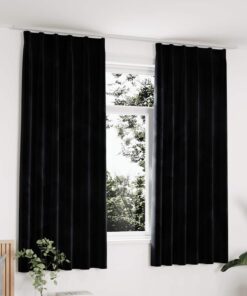 vidaXL Gordijnen verduisterend 2 st met haken 140x175 cm fluweel zwart