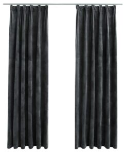 vidaXL Gordijnen verduisterend 2 st met haken 140x225 cm fluweel antraciet