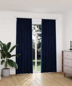 vidaXL Gordijnen verduisterend 2 st met haken 140x225 cm fluweel blauw