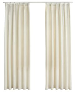 vidaXL Gordijnen verduisterend 2 st met haken 140x225 cm fluweel crème