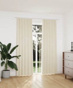 vidaXL Gordijnen verduisterend 2 st met haken 140x225 cm fluweel crème