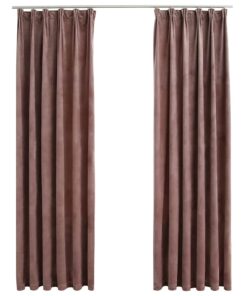 vidaXL Gordijnen verduisterend 2 st met haken 140x225 cm fluweel roze