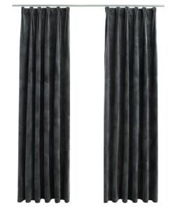 vidaXL Gordijnen verduisterend 2 st met haken 140x245 cm fluweel antraciet