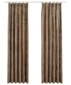 vidaXL Gordijnen verduisterend 2 st met haken 140x245 cm fluweel beige