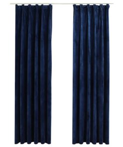 vidaXL Gordijnen verduisterend 2 st met haken 140x245 cm fluweel blauw