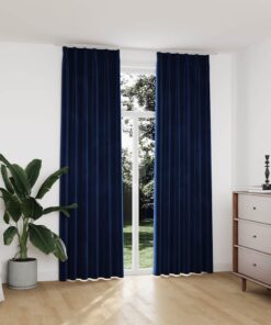 vidaXL Gordijnen verduisterend 2 st met haken 140x245 cm fluweel blauw