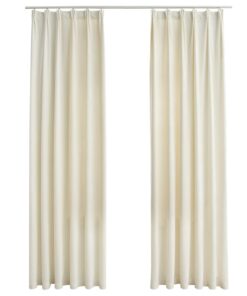 vidaXL Gordijnen verduisterend 2 st met haken 140x245 cm fluweel crème
