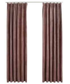 vidaXL Gordijnen verduisterend 2 st met haken 140x245 cm fluweel roze