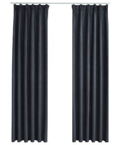 vidaXL Gordijnen verduisterend met haken 2 st 140x175 cm antraciet