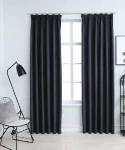 vidaXL Gordijnen verduisterend met haken 2 st 140x175 cm antraciet