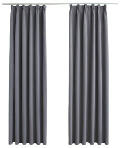 vidaXL Gordijnen verduisterend met haken 2 st 140x175 cm grijs