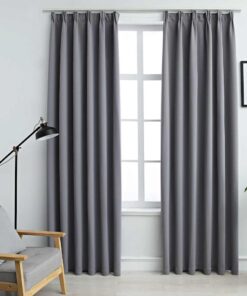 vidaXL Gordijnen verduisterend met haken 2 st 140x175 cm grijs