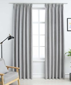 vidaXL Gordijnen verduisterend met haken 2 st 140x175 cm grijs