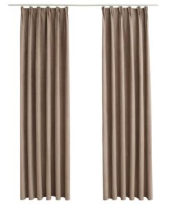 vidaXL Gordijnen verduisterend met haken 2 st 140x175 cm taupe
