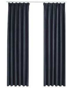 vidaXL Gordijnen verduisterend met haken 2 st 140x225 cm antraciet