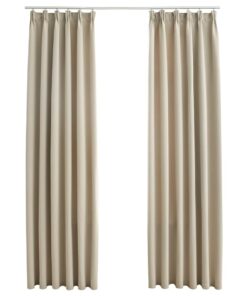 vidaXL Gordijnen verduisterend met haken 2 st 140x225 cm beige