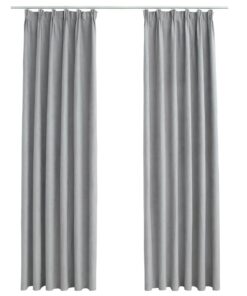 vidaXL Gordijnen verduisterend met haken 2 st 140x225 cm grijs