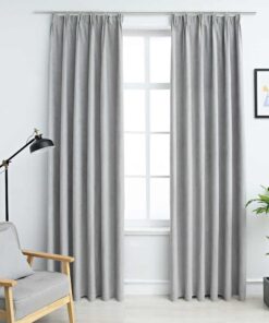 vidaXL Gordijnen verduisterend met haken 2 st 140x225 cm grijs