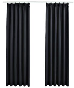 vidaXL Gordijnen verduisterend met haken 2 st 140x225 cm zwart