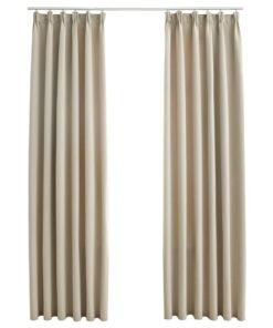 vidaXL Gordijnen verduisterend met haken 2 st 140x245 cm beige