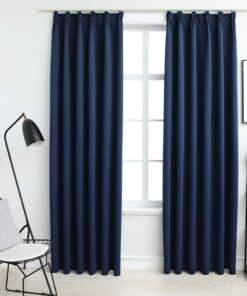 vidaXL Gordijnen verduisterend met haken 2 st 140x245 cm blauw