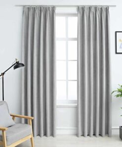 vidaXL Gordijnen verduisterend met haken 2 st 140x245 cm grijs