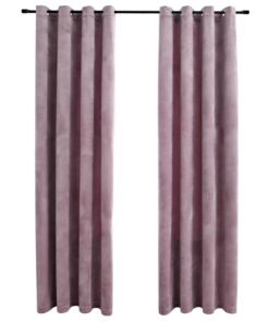 vidaXL Gordijnen verduisterend met ringen 2 st 140x175 cm fluweel roze