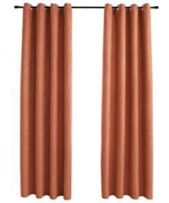 vidaXL Gordijnen verduisterend met ringen 2 st 140x175 cm roestkleurig