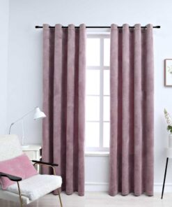 vidaXL Gordijnen verduisterend met ringen 2 st 140x225 cm fluweel roze