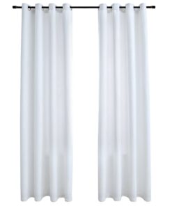 vidaXL Gordijnen verduisterend met ringen 2 st 140x225 cm gebroken wit