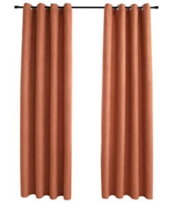 vidaXL Gordijnen verduisterend met ringen 2 st 140x225 cm roestkleur