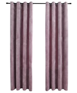 vidaXL Gordijnen verduisterend met ringen 2 st 140x245 cm fluweel roze