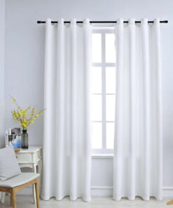 vidaXL Gordijnen verduisterend met ringen 2 st 140x245 cm gebroken wit