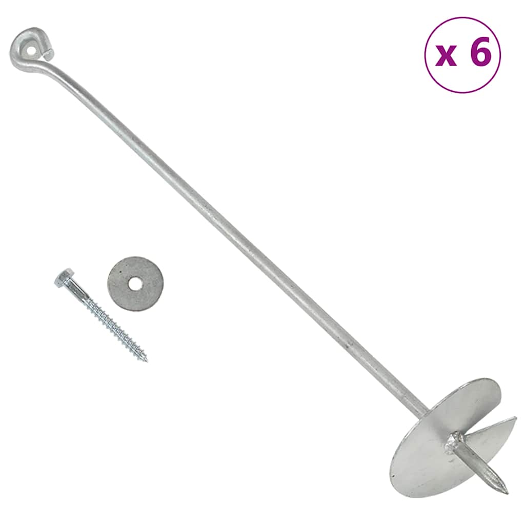 vidaXL Grondankers 6 st 10x60 cm gegalvaniseerd metaal