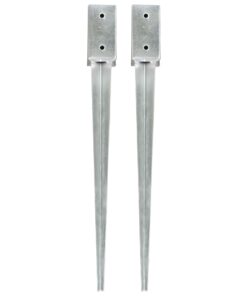 vidaXL Grondpinnen 2 st 7x7x75 cm gegalvaniseerd staal zilverkleurig