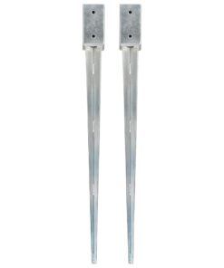 vidaXL Grondpinnen 2 st 7x7x90 cm gegalvaniseerd staal zilverkleurig