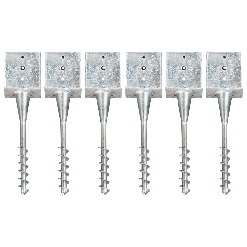 vidaXL Grondpinnen 6 st 14x14x58 cm gegalvaniseerd staal zilverkleurig