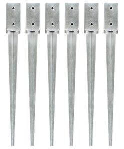 vidaXL Grondpinnen 6 st 7x7x75 cm gegalvaniseerd staal zilverkleurig