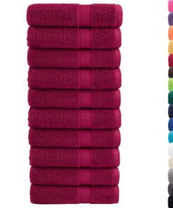 vidaXL Handdoeken SOLUND 10 st 600 g/m² 50x100 cm bordeauxrood